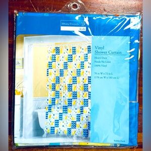 NIP~Home Trends Super Cute Vinyl Rubber Ducky Shower Curtain.